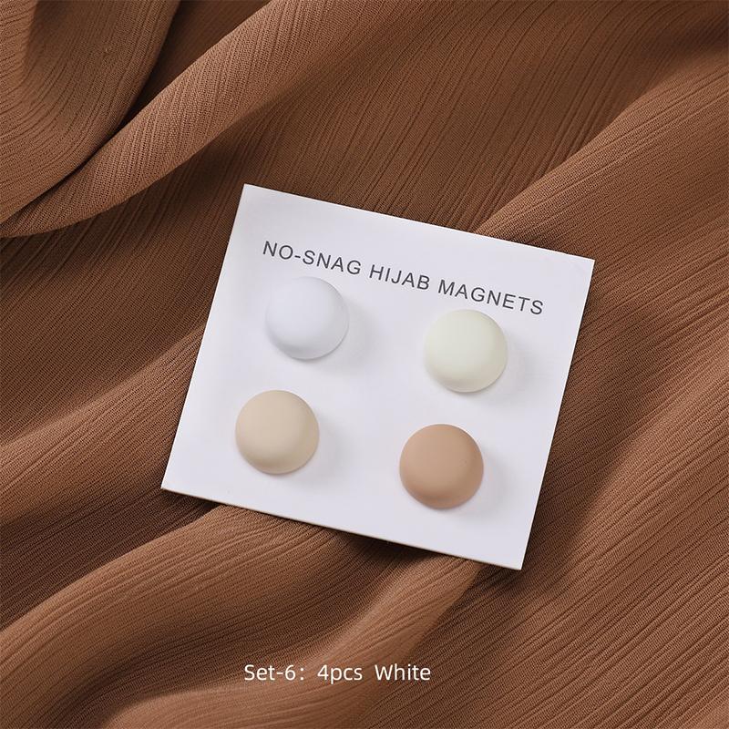 4Pairs / Card Matte Magnet Hijab Pins for Muslim Ramadan Headscarf Women Shawl Strong Magnetic Button Headscarf Magnetic Brooch