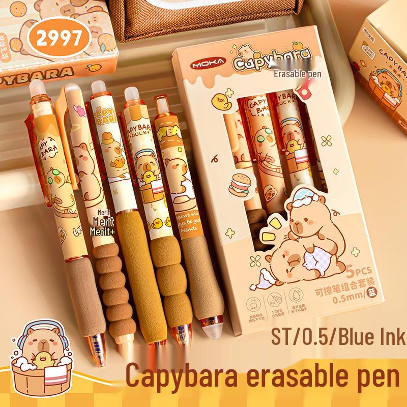 Capybara Radierbarer Gelstift mit Schwammhülle - Druckmechanik, Blaue Tinte