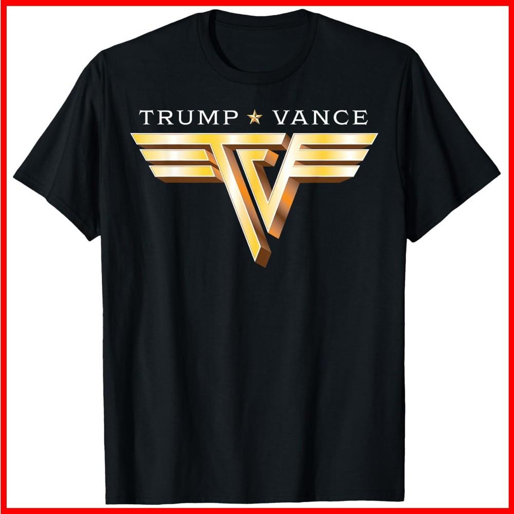 Trump Vance TV Rocker Gold Vintage Trump Vance 2024 Black Cotton T-Shirt Unisex T-Shirt S