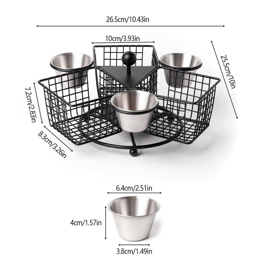 Stabiler drehbarer Pommeskorb mit Dip-Becher Frittierkorb Snackkorb Restaurant