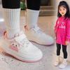 2025 autumn girls little white shoes leather surface new casual versatile board shoes sports waterproof soft sole cartoon non-slip