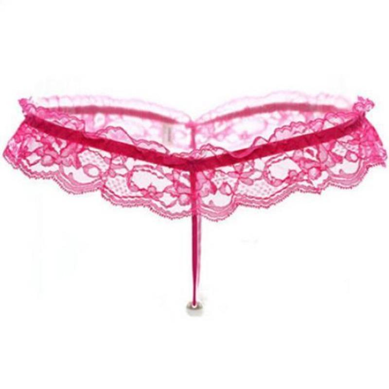 Women's Lingerie Sexy Artificial Pearl Decoration Lace thong Underwear