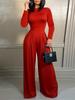 Women's Long-Sleeve Stand Collar Wide-Leg Jumpsuit - New for Fall/Winter 2023