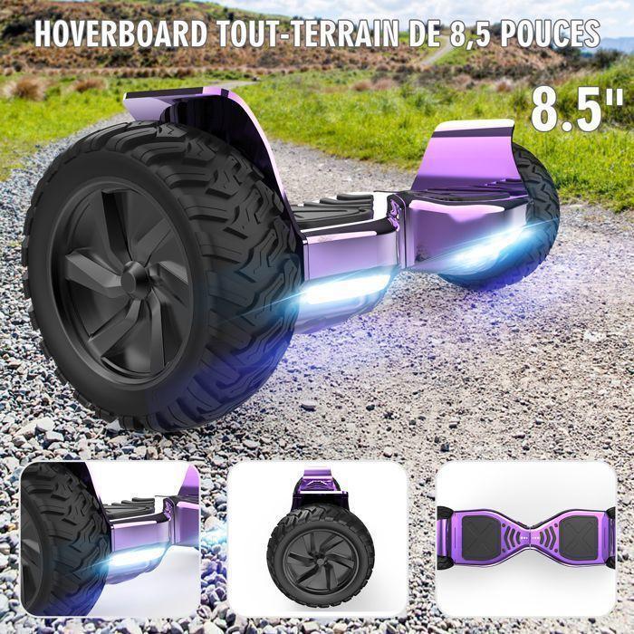 Hoverboard 8,5 pollici Hummer Fuoristrada LED Bluetooth con Motore Potente Regalo Ideale Viola Cromato