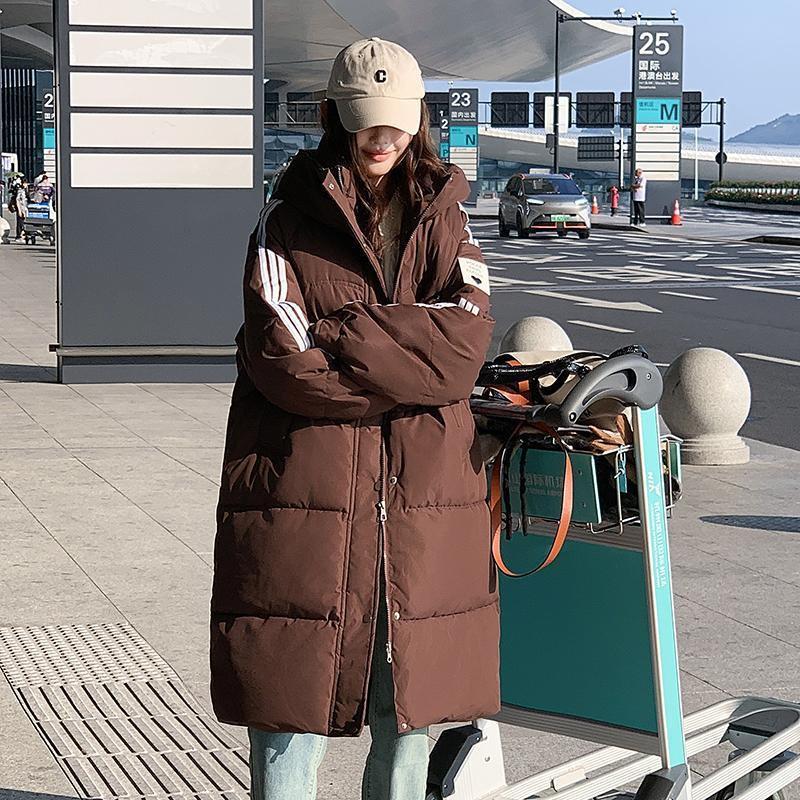 New Winter Down-padded Coat Mid-length Knee-high Hong Kong Style Cotton-padded Jacket Thickened Student Loose Cotton Coat for Women