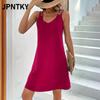 JPNTKY Women's Fashion Summer Spring Solid Color Print V-Neck Sleeveless Casual Dresses