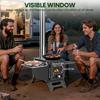Wood Burning Stove with 5 Pipes Accessories, Large Firebox Heating Cooking Hot Tent Stove, Portable Stainless Steel Stove for Outdoor, Camping,