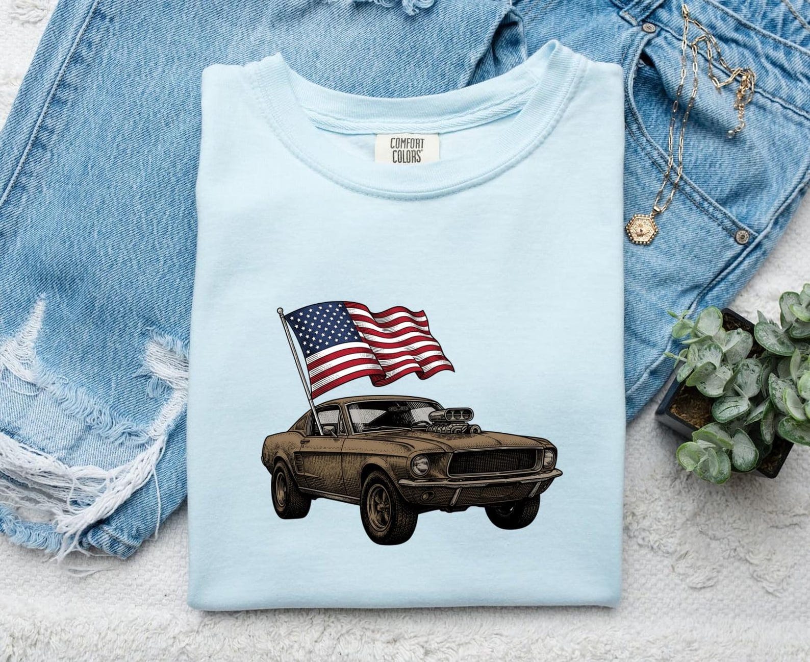 Muscle Car Shirt America Patriotic Gift Women Vintage Tee Muscle T-Shirt American Enthusiast Retro Tshirt Star Graphic Hand Drawn American XL