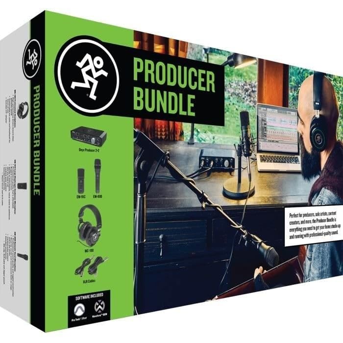 MACKIE Gesangs-Kondensator-USB-Audio-Interface-Set Producer Bundle Mikrofon, Mikrofon, Kopfhörer,