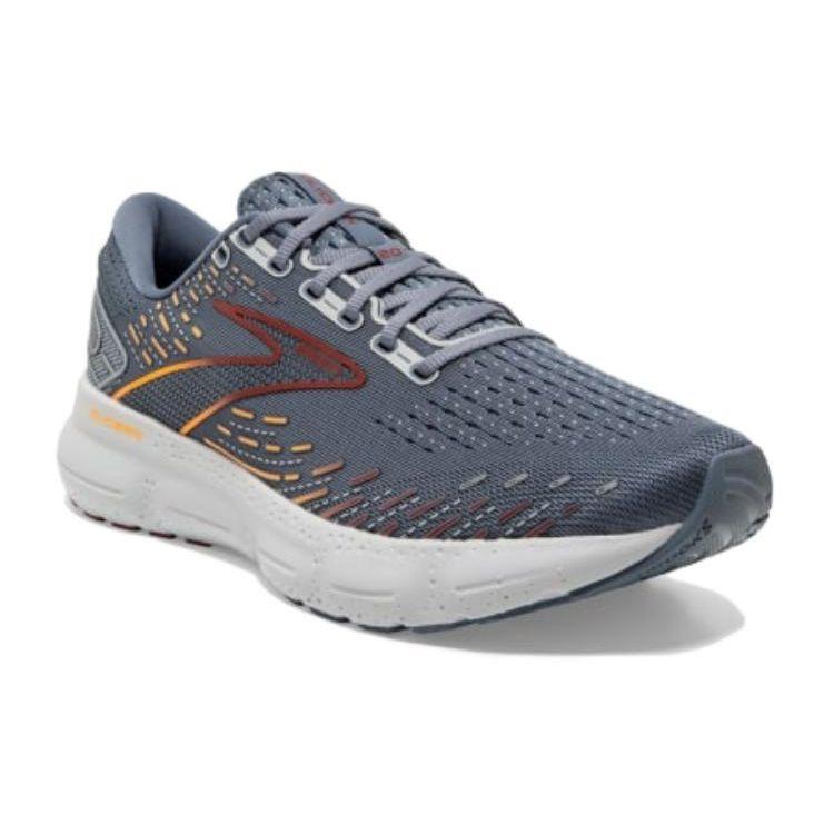 Brooks Glycerin 20 Nitrogen Comfort Lightweight Mesh Cushioning Non-Slip Durable Fit Low-Top Running Shoes Men Sneaker Gray Orange 110382-034