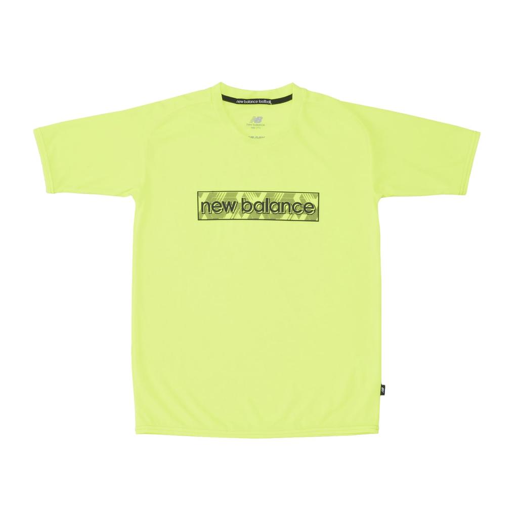 Kids Soccer Short Sleeve Junior Practice Shirt Short Sleeve Linear Logo HIL [New Balance] (ABT45224) (Highlight)
