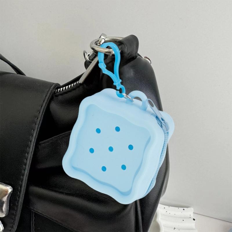 Reusable Silicone Card Holder Cartoon Hole Pattern Compact Wallet  Cartoon Money Bag For Daily Essential Storage