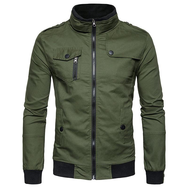 Frühling und Herbst Herren Stehkragen Baumwolle gewaschene Jacke Air Force One Fliegerjacke in großer Größe für Männer