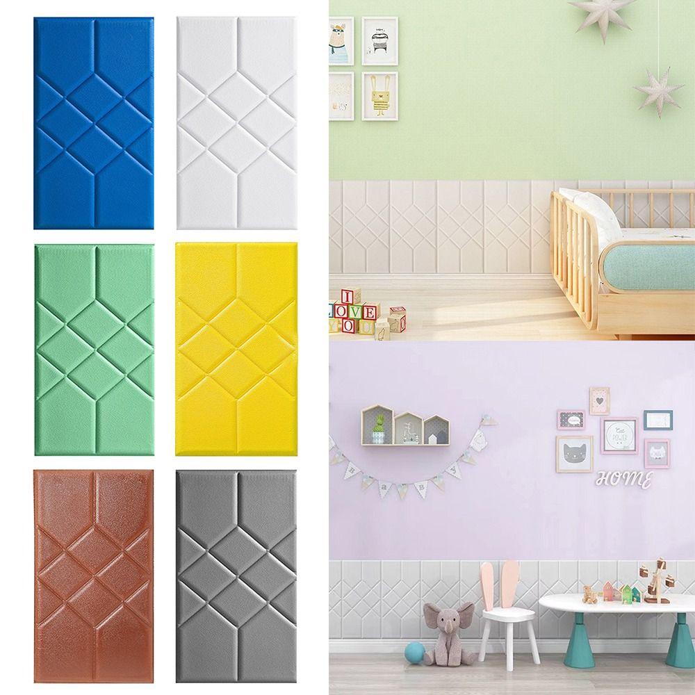 Tatami 3D Wall Stickers Anti-collision Rectangular Wallpaper Waterproof Self-adhesive Headboard Bed Soft Bag