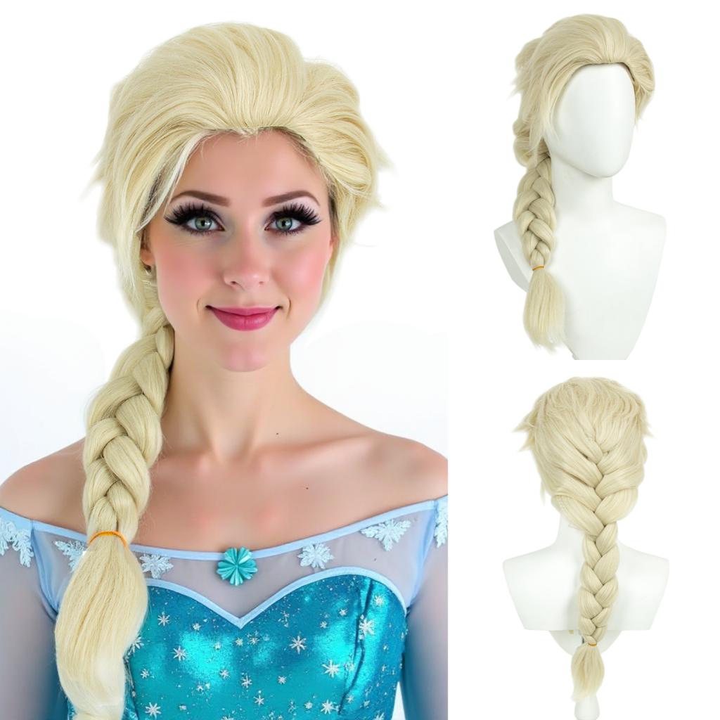 REEWES ELSA Princess Wig White Beige Long Braid Wig Movie Frozen COSPLAY Heat Resistance Synthetic Hair Anime Hallowee Costume