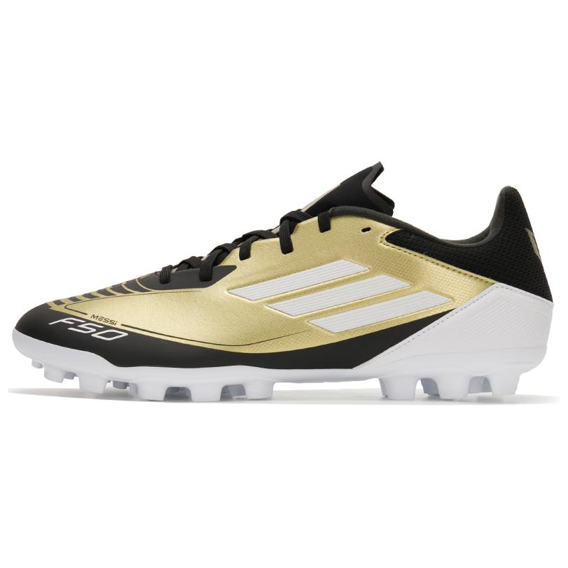 Adidas F50 League Comfortable Versatile Artificial Turf PU Fabric Synthetic Leather Soccer Shoes Unisex Soccer Shoes Black Gold JH9627