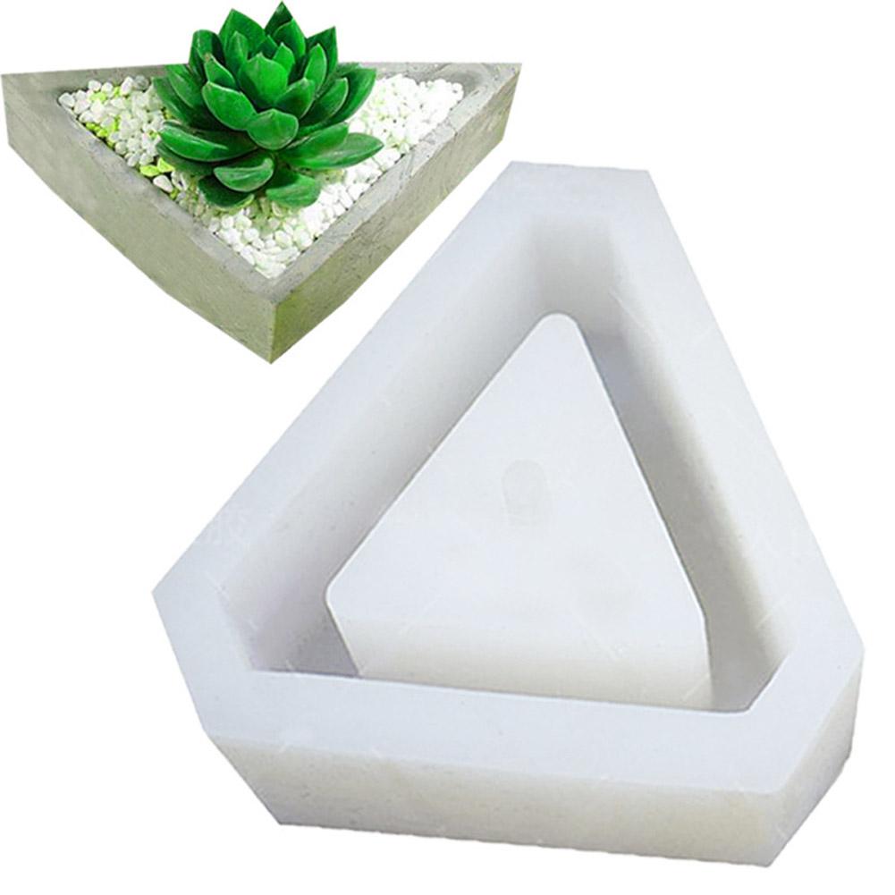 Triangular Silicone Mold Cactu Succulent Plant Flower Pot Mould DIY Cement Clay Craft