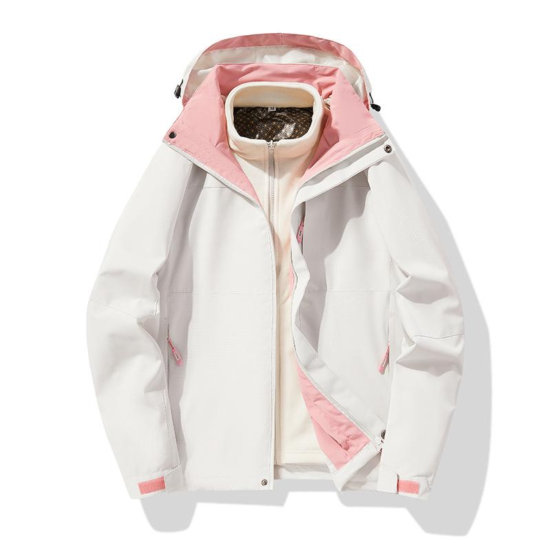 Outdoor Jacket Autumn and Winter New Graphene Detachable Three-in-one Two-piece Set Plus Velvet Thickened Silver Fox Velvet Jacket