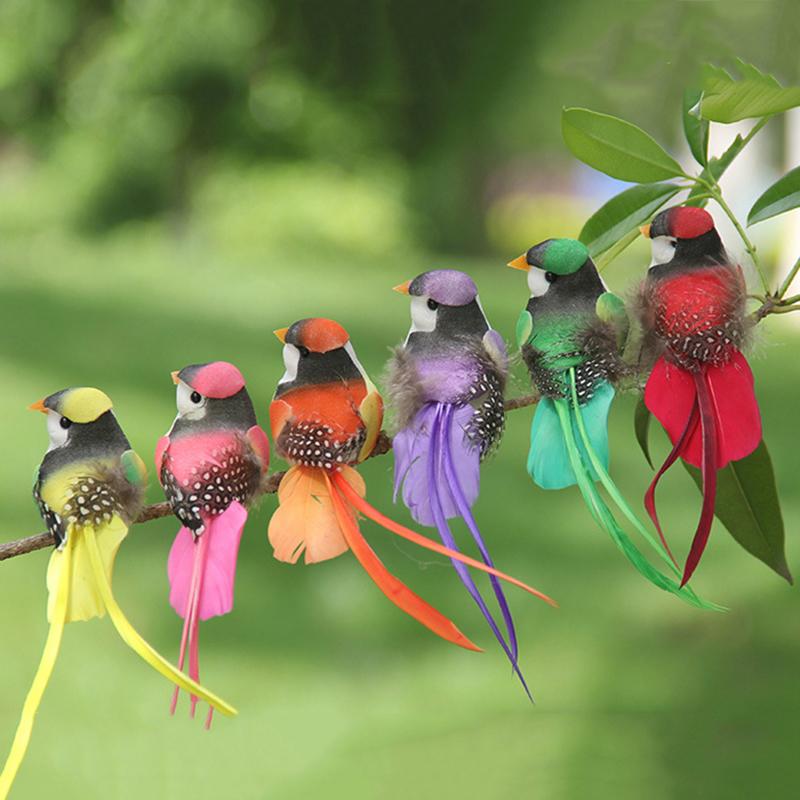 6Pcs Artificial Feather Birds With Vibrant Colors And Realistic Look Perfect For Garden Home Decor Diy Crafts Party Ornaments