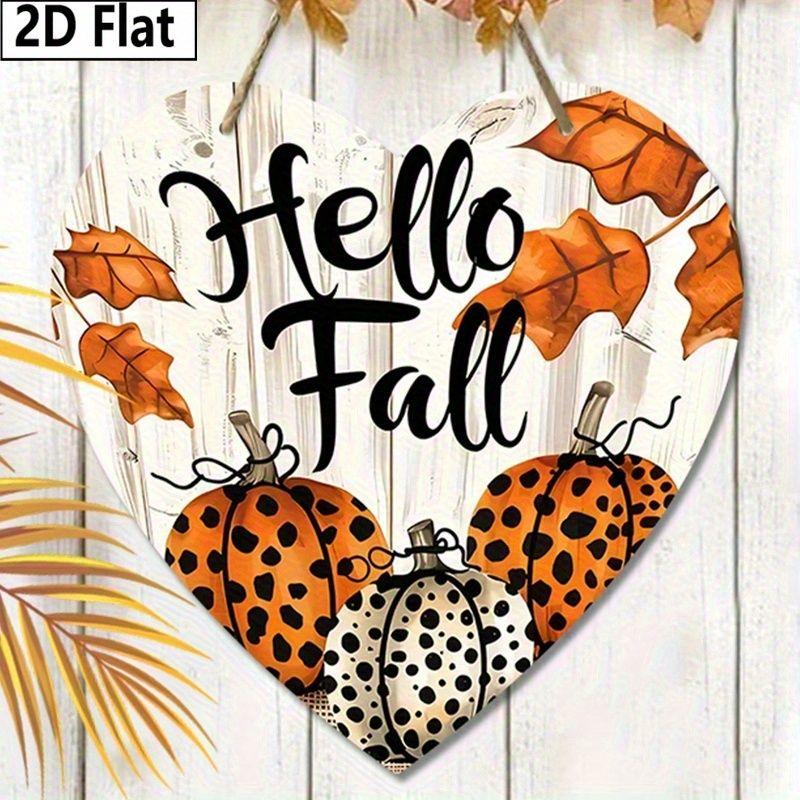 Autumn harvest festival “Hello Fall” logo pendant, home wall or door decoration, 2d flat wooden, garden decoration, gifts for friends and family