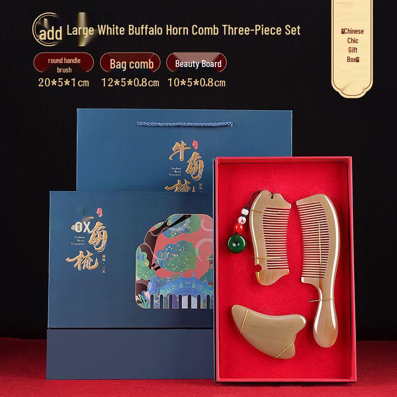 Ox Horn Comb Gift Set: Wedding Pair, Practical Comb for Mother's Day & Valentine's Gifts