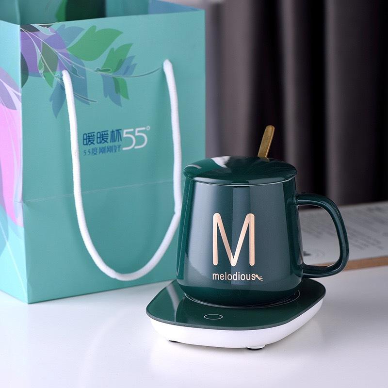 Hřejivý hrnek, termostatický hrnek s teplotou 55 stupňů, hrnek na kávu, sada vyhřívacího hrnku, keramický hrnek na vodu zdarma