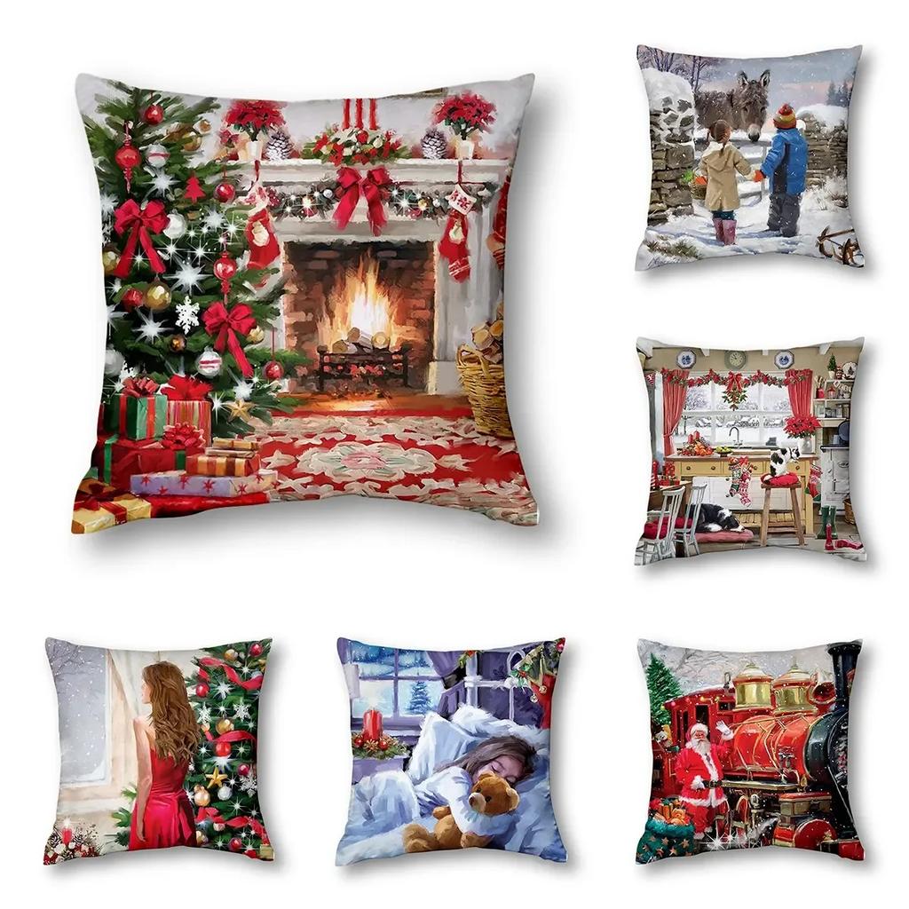 Față de pernă decorativă de Crăciun - Îmbunătățiți decorul casei dumneavoastră cu spirit festiv Decor pentru camera de zi 40x40 45x45 50x50 60x60