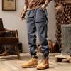 New Men's Overalls Retro Casual Pants Men's Trendy Brand Tied Feet Trousers Green Men's Pants Men's Clothing