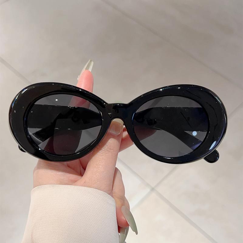 Oval Sunglasses Women  Stylish Gradient Multi-color Korean Style Casual Shades Trendy Luxury Brand Design Sun Glasses