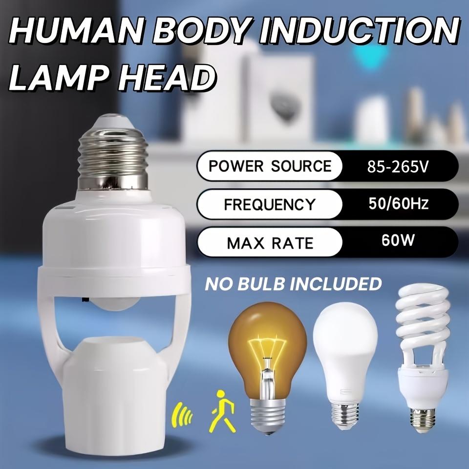 360 Degree Infrared Motion Sensor E27 Smart Light Bulb Holder Adapter Auto On/Off Motion Light Socket for Staircase Basement