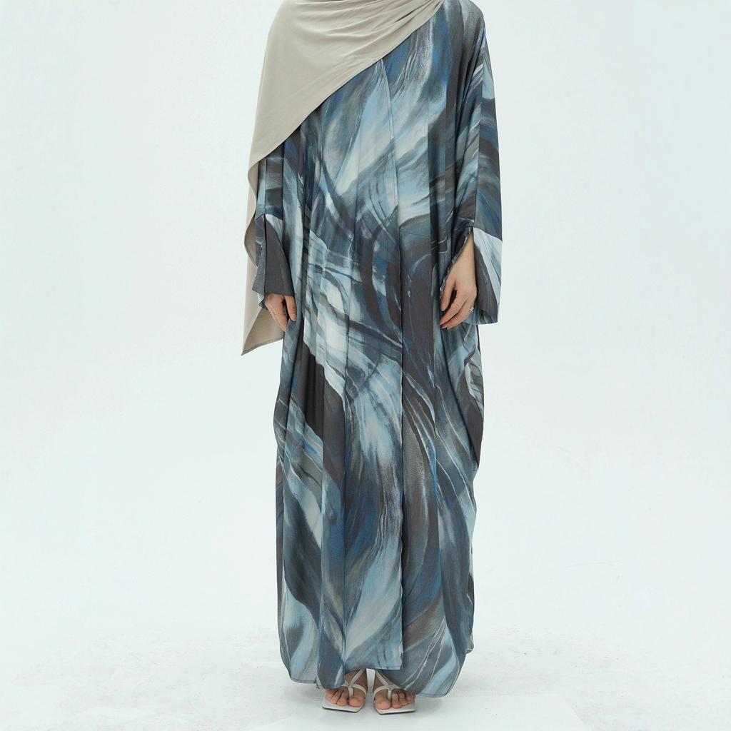 Long-sleeved Elegant Open-sleeved Long Shirt Elegant Casual Print Cardigan Robe Soft and Comfortable