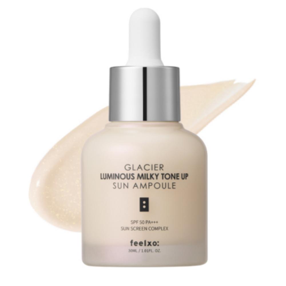 Feelxo Ледниковая Сияющая Молочная Тональная Солнцезащитная Ампула 30мл – Увлажняющий Тональный Солнцезащитный Крем