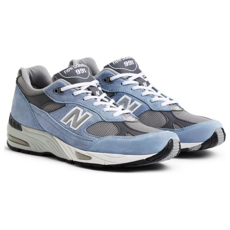 New Balance 991 Feito na Inglaterra Azul Poeira Tênis Masculino Liga Pérola Fumada M991BGG