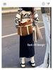 Woolen Korean Style Mid-Length A-line Skirt for Women - Autumn/Winter, Warm, Loose Fit, Hip-Hugging Split Design