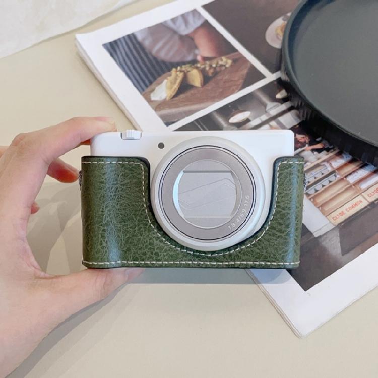 Elegant Leather Camera Case Half Camera Sleeve Bag Durability For ZV 1M2/ZV 1F With Convenient Bottom Access