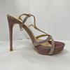 Sandalias de Tacón Alto para Mujer de Verano Punta Abierta Tacón de Aguja Tacones Altos de Moda de Gama Alta Impermeables Plataforma Sandalias con Pedrería