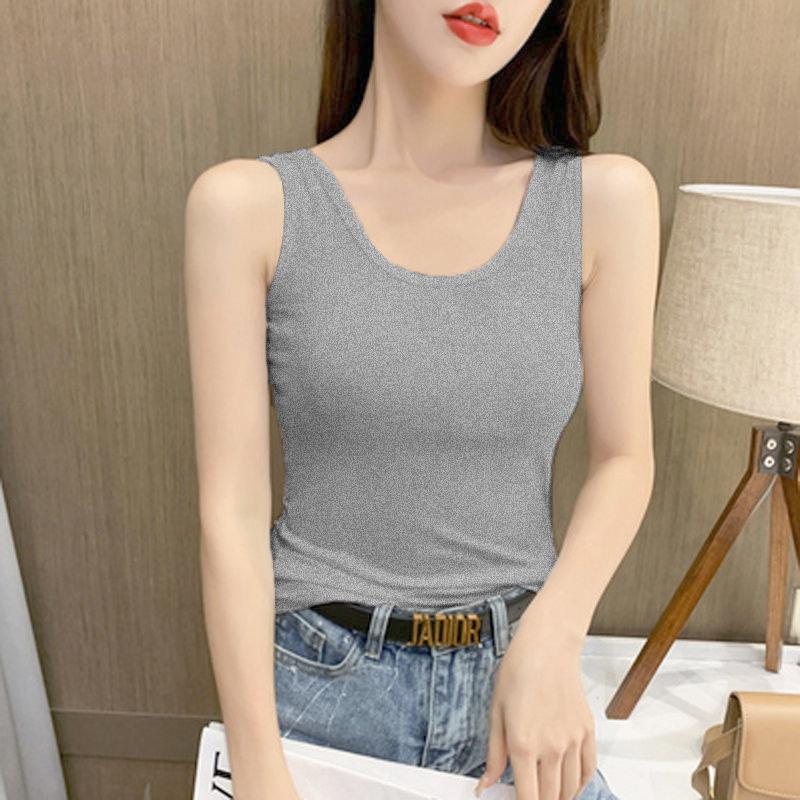 

GMXIA Жилет из модала для женщин, летний темперамент, однотонный жилет с надписью I и верхним приливом XXL