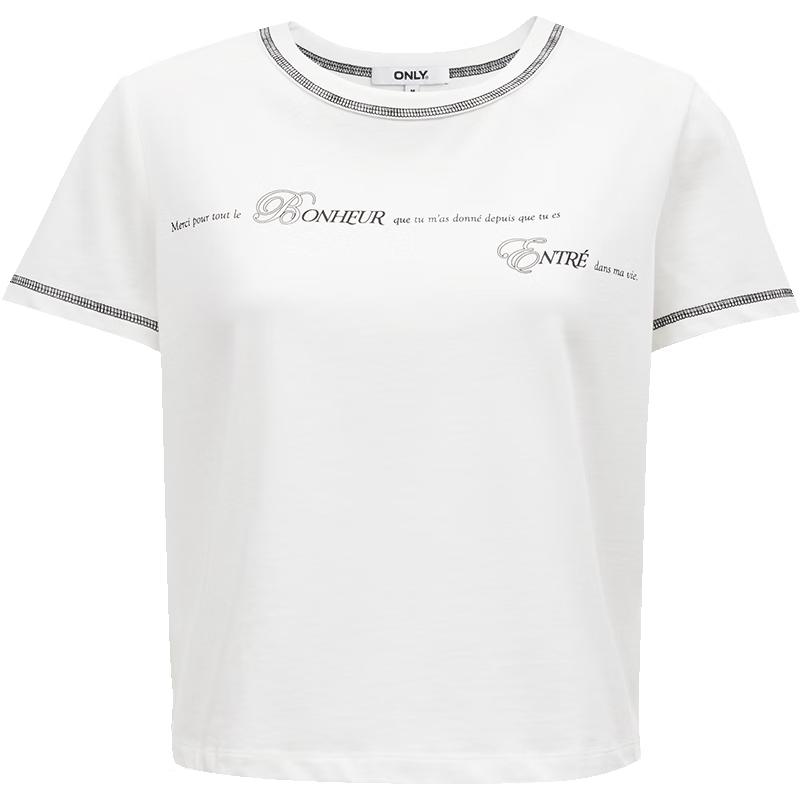 ONLY 2025 Women s Contrast Letter Print Short Sleeve T-Shirt XS