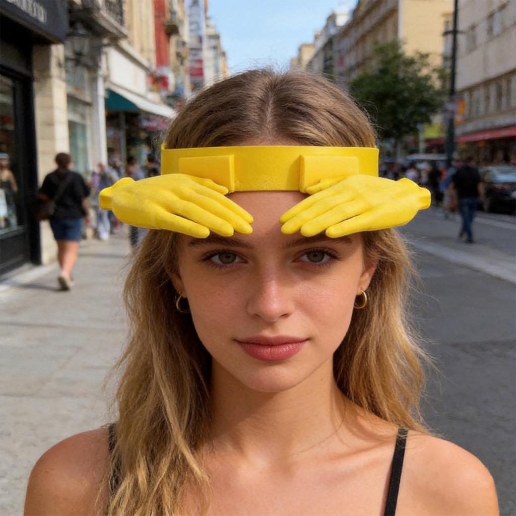 Novelty Hand-Shaped Sun Visor Hat Adjustable Outdoor Sun Protection Cap Unique Design for Casual Wear and Outdoor Activities