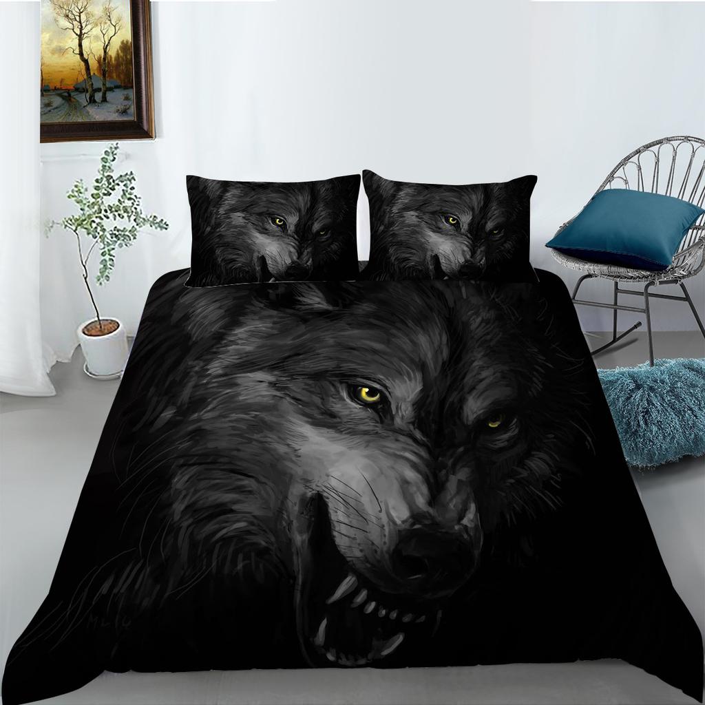 Wolf Series Digital Printed Duvet Cover Pillowcase Two-Three-Piece Polyester Fashion