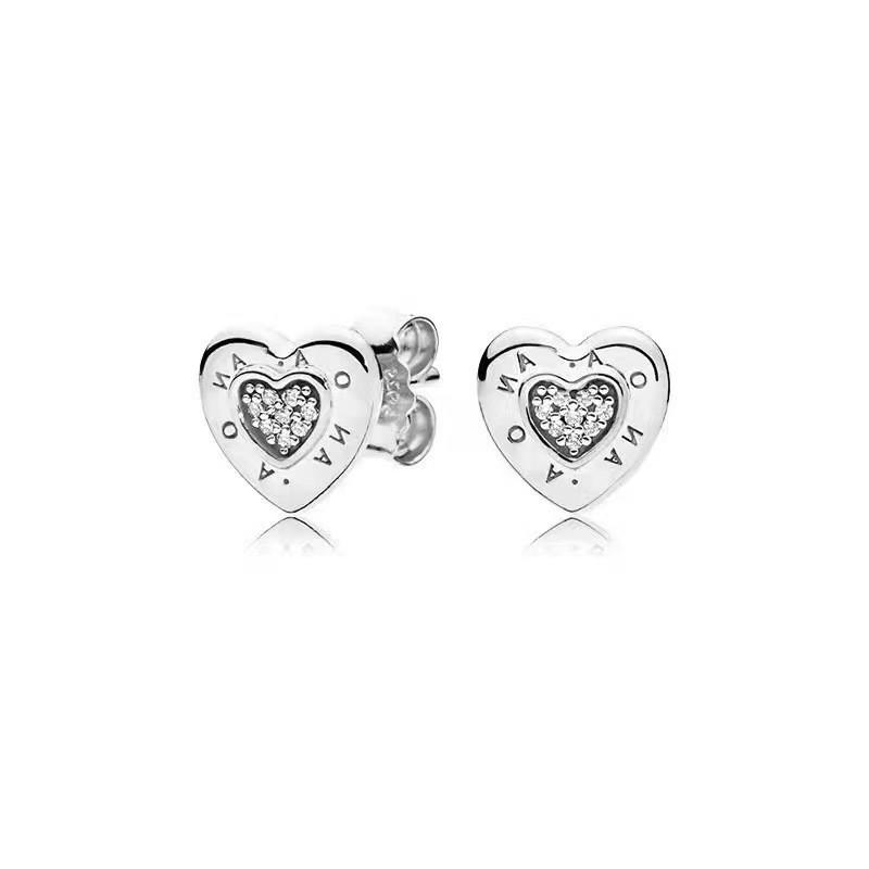 925 Silver Love Stud Earrings Romantic Earrings Temperament Diamond-set Ear Buckles Fashionable Versatile Star Moon Earrings Diy2026