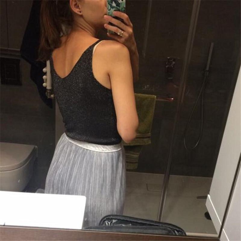 Summer Knitted Slim Sexy Top Tank Women Bright V Neck Sleeveless Vest Shirts Tops Tees
