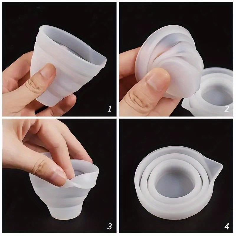 4pcs/set Foldable Silicone Measuring Cup with Scale Epoxy Resin Jewelry Making Tools DIY Epoxy Resin Glue Pigment Mixing Stirring Tools