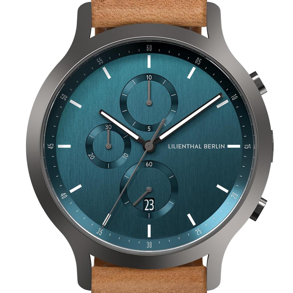 Lilianthal Berlin Brązowy Chronograf z Datownikiem Zegarek Męski, C01-112-B006F, Niemcy,