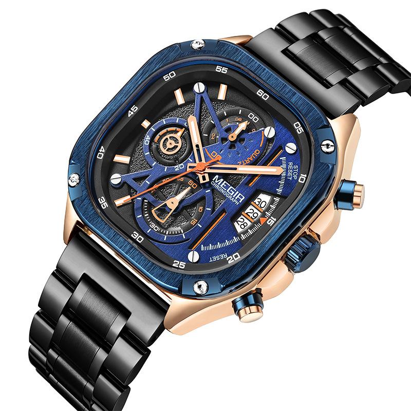 Men'S Watch Six-Pin Multi-Function Chronograph Luminous Calendar Steel Belt 2217