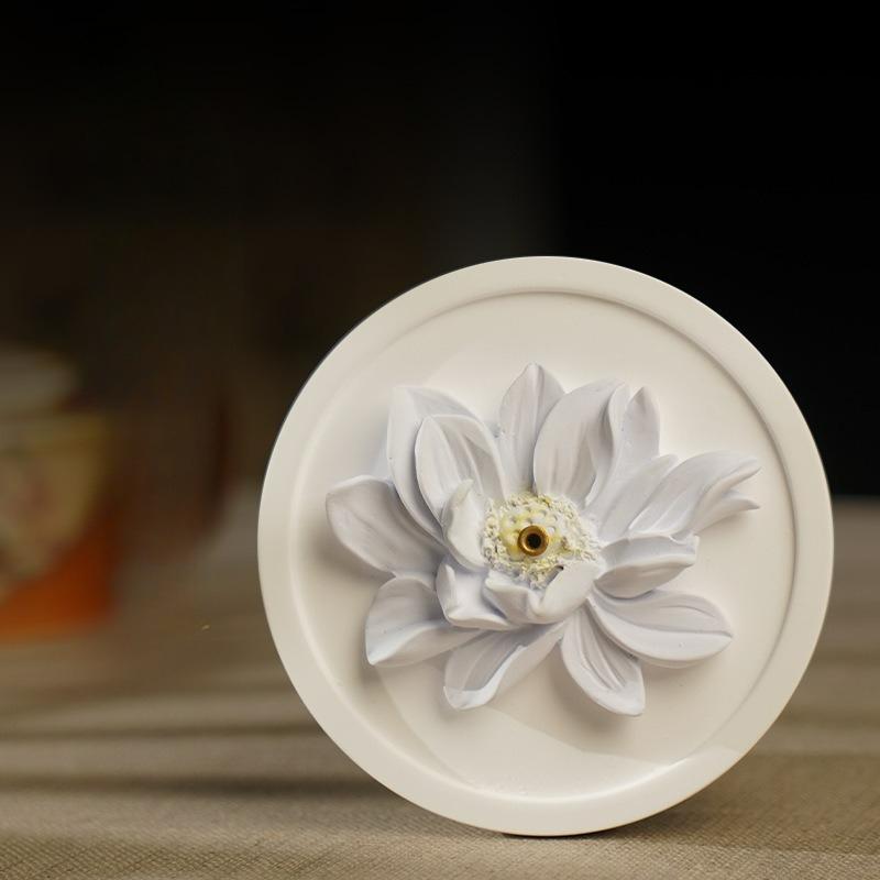 Lotus Flower Plaster Incense Holder Zen Table Decor Minimalist Meditation Altar Accessory Spiritual Housewarming Gift