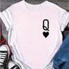 Fashion Women Q & Heart Print T Shirt Funny Casual O-neck Short Sleeves T-shirt Summer Female Tee Shirt
