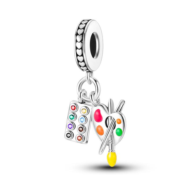 Fit Armbänder 925 Silber Bunte Charms Perlen Liebe Schmetterling Biene Blume Baumeln Für Diy Schmuck Geschenk Machen