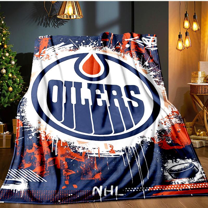 Energetic Oilers Team Spirit Blanket Flannel Throw for Sofa, Indoor, Camping, Living Room, Office, Chair, And Bed Soft Birthday Gift