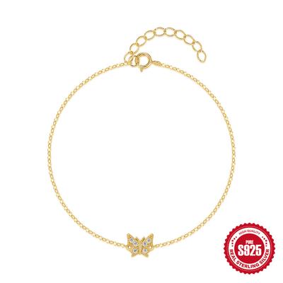 Simple S925 Sterling Silver Daily Wear Butterfly Classic Elegant Diamond Bracelet Women'S Versatile Jewelry
